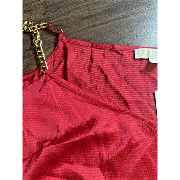 Michael Kors Women's Plus Size Cold-Shoulder Chain Strap Blouse Top Red 3X - Picture 4 of 5
